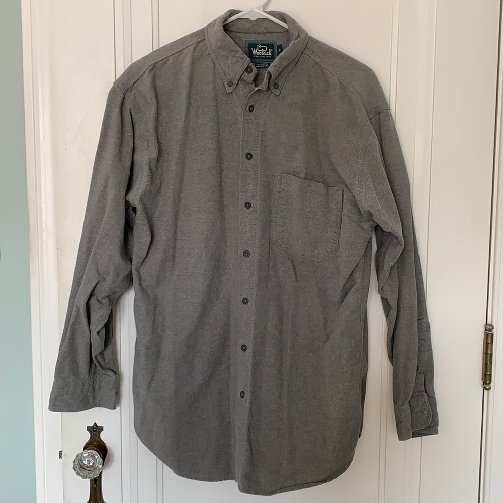 Vintage Woolrich Men’s grey Cotton button up shirt